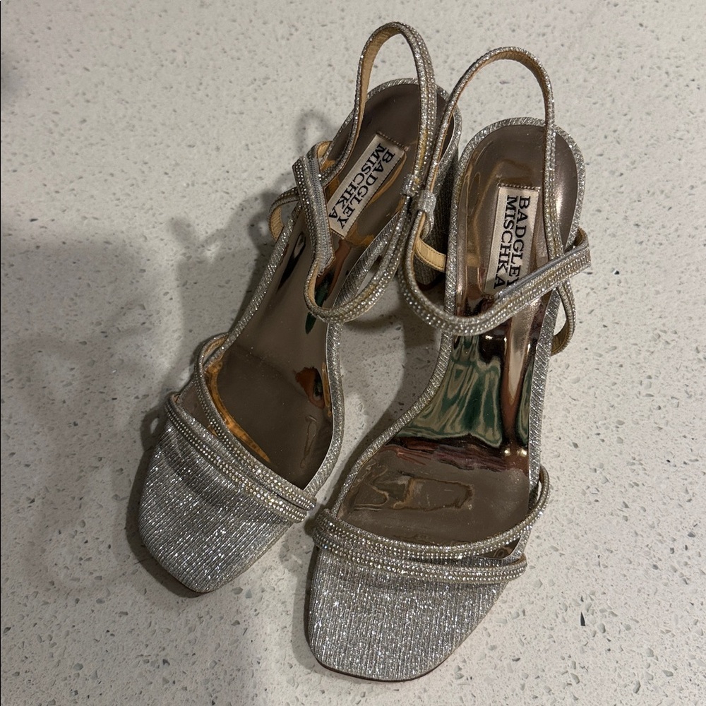 Badgley Mischka Glittering Silver heels